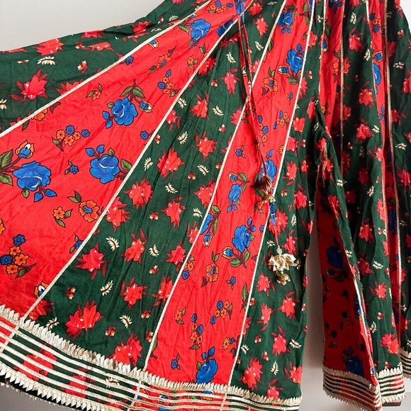 Wide Leg Multicolour Super Wide Leg Palazzo Floral Ethnic Style Pants M - Picture 10 of 12